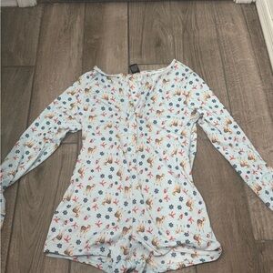 Floral and Animal Print Long Sleeve Romper